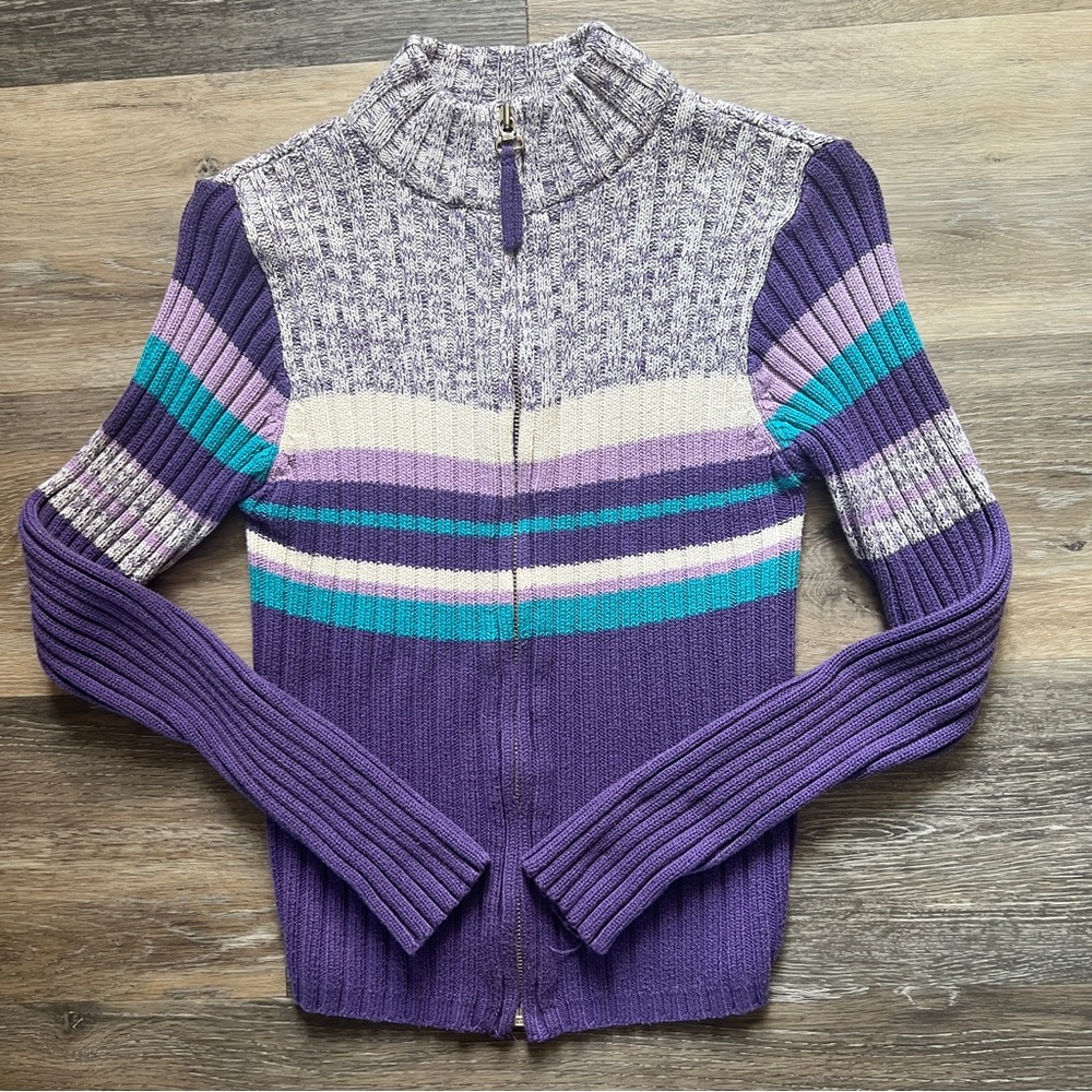 Circo Purple and Teal Women's Turtleneck Sweater